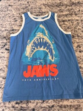Hybrid & company Blue JAWS Graphic Tank Top